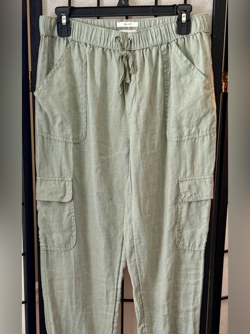 Nicole Miller Sage Green Cargo Jogger Pants